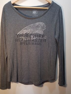 Lucky Brand Women's XL Indian Motorcycls Gray Thermal Long-Sleeve Graphic Shirt